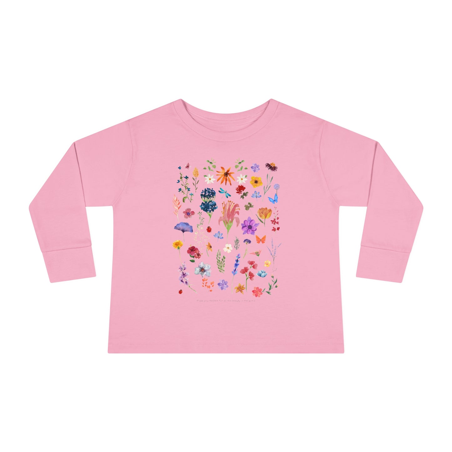 Toddler Girl Floral "thank you Hashem for all the beauty in the world" long sleeve t-shirt