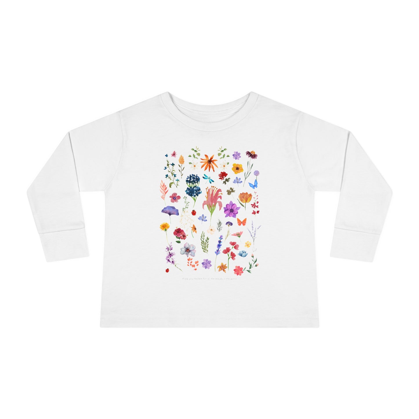 Toddler Girl Floral "thank you Hashem for all the beauty in the world" long sleeve t-shirt