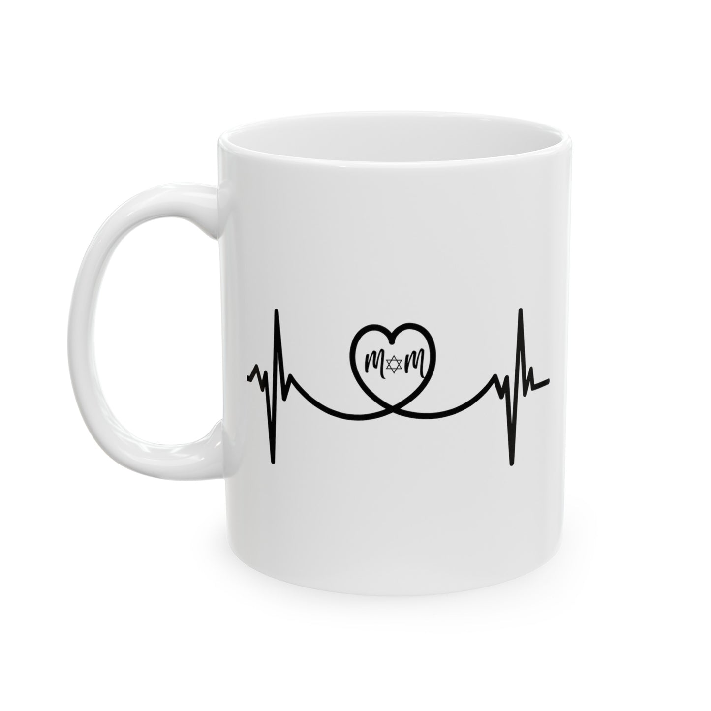 Jewish Mom Heart Heartbeat Ceramic Mug, (11oz, 15oz)