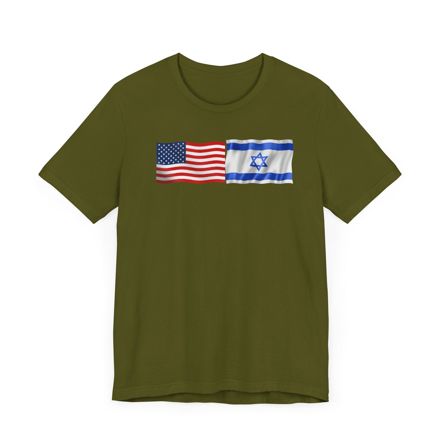 Adult American Flag-Israeli Flag Jersey Short Sleeve Tee