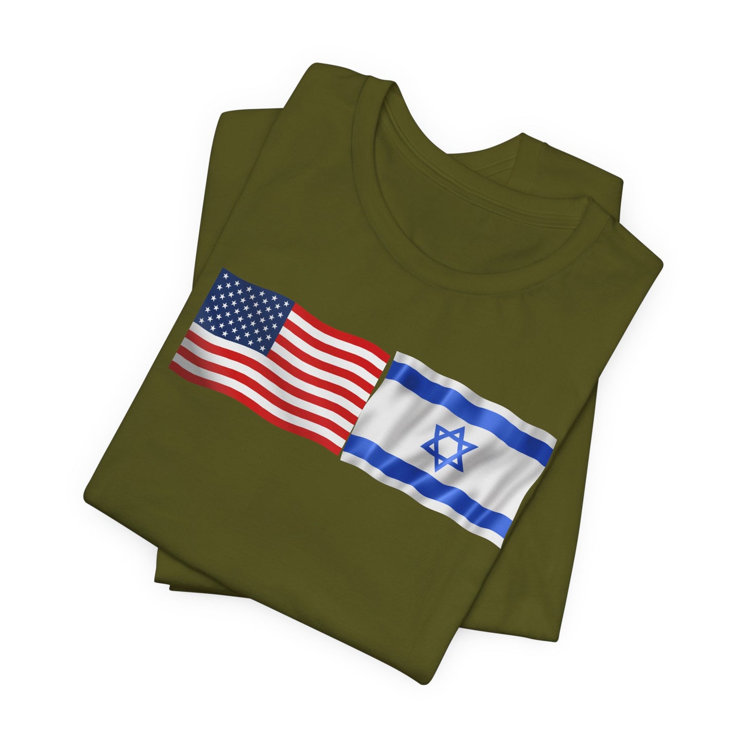 Adult American Flag-Israeli Flag Jersey Short Sleeve Tee