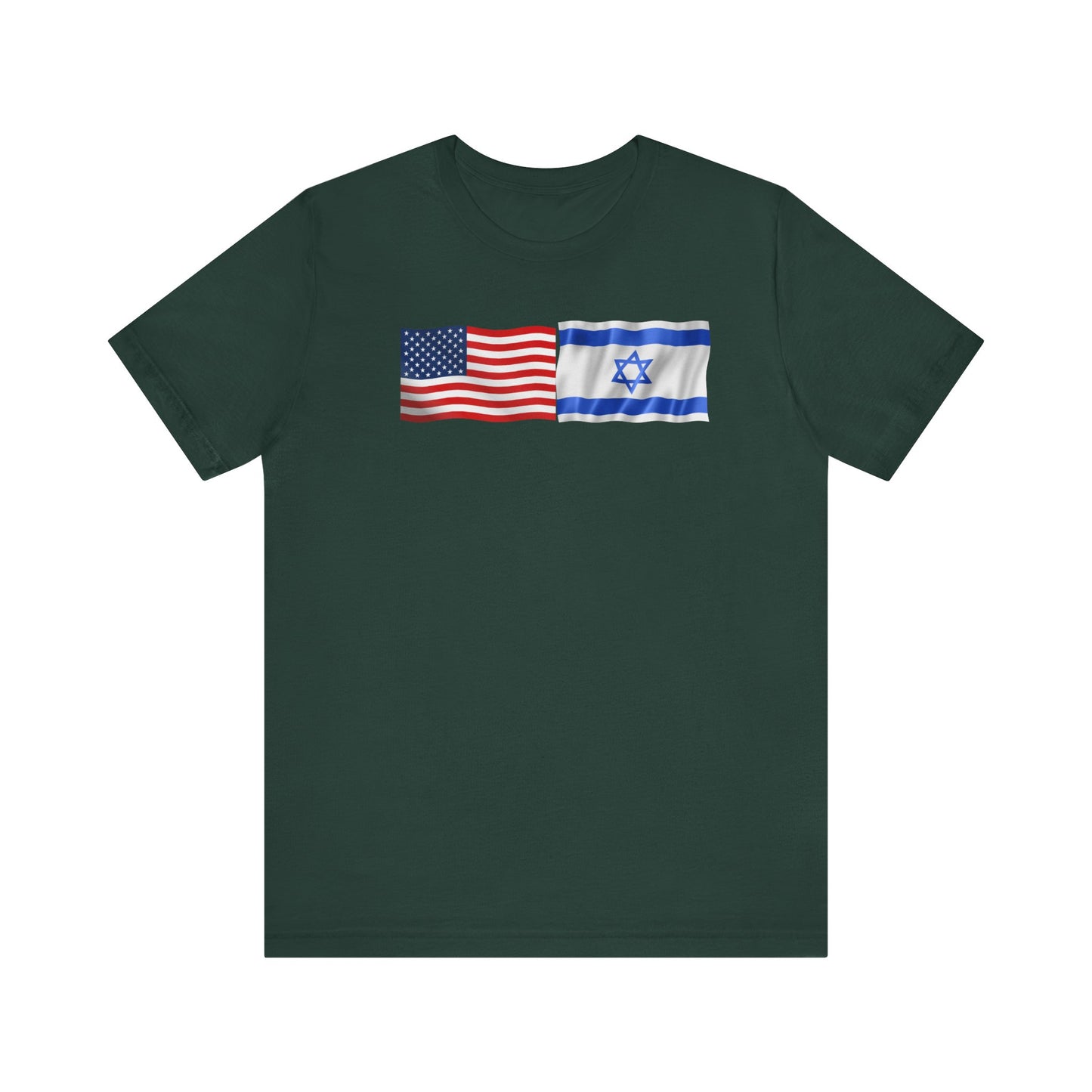 Adult American Flag-Israeli Flag Jersey Short Sleeve Tee
