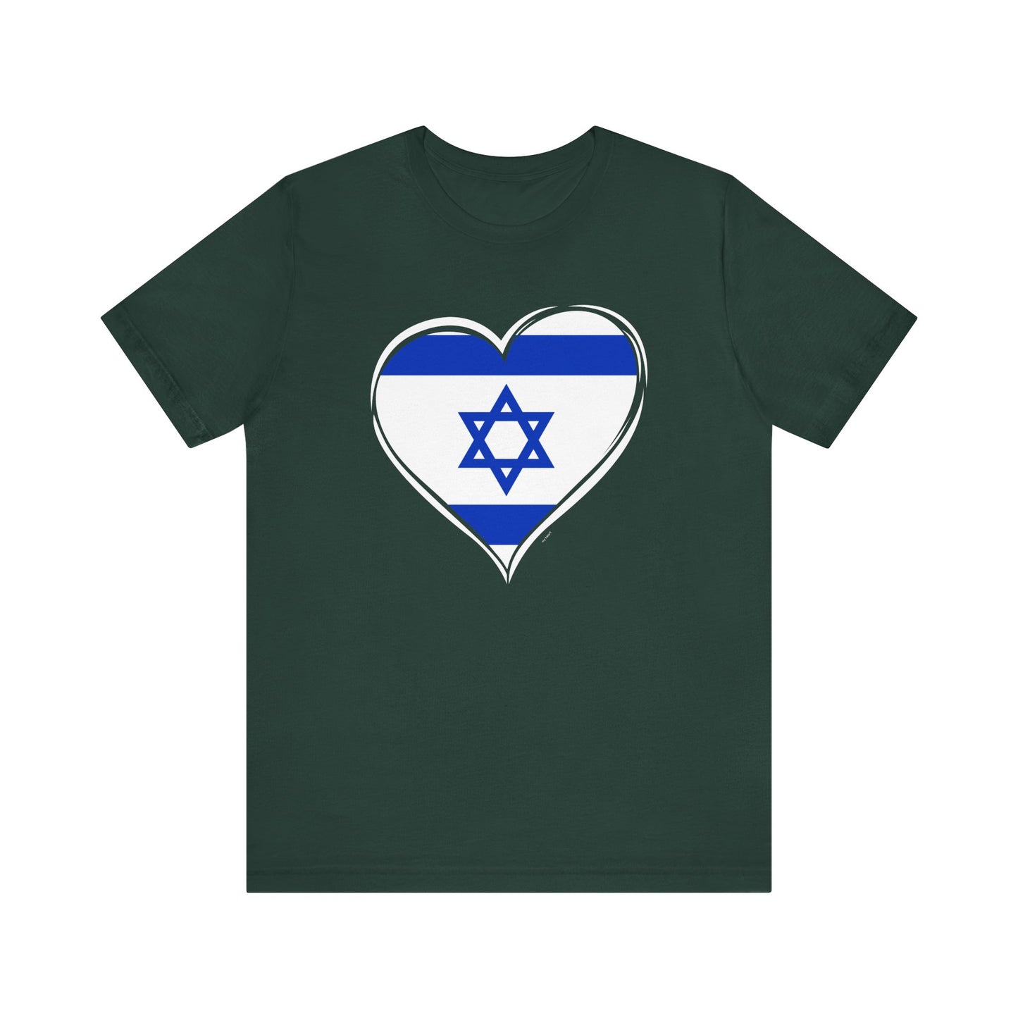 Adult Heart Flag of Israel Short Sleeve Jersey