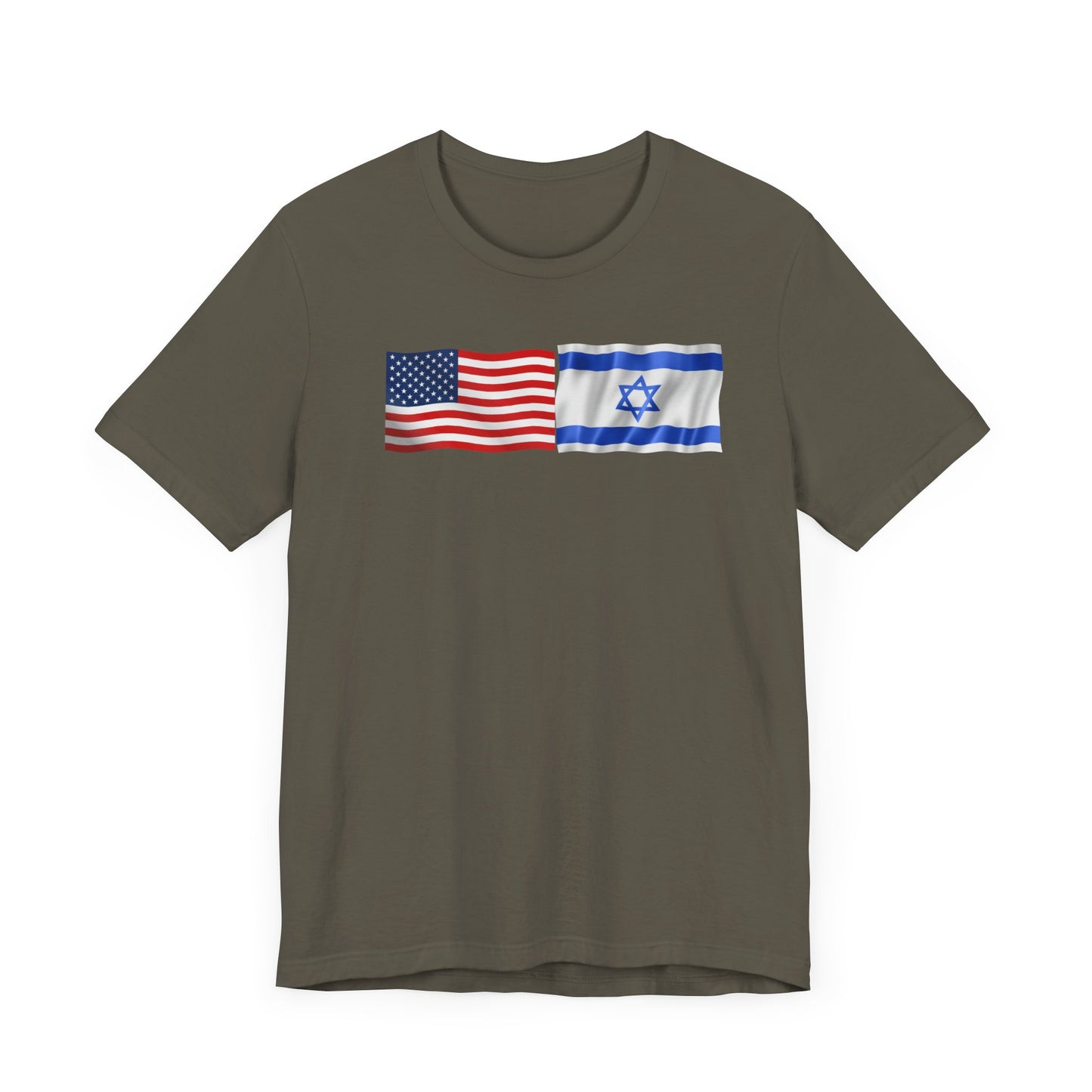 Adult American Flag-Israeli Flag Jersey Short Sleeve Tee