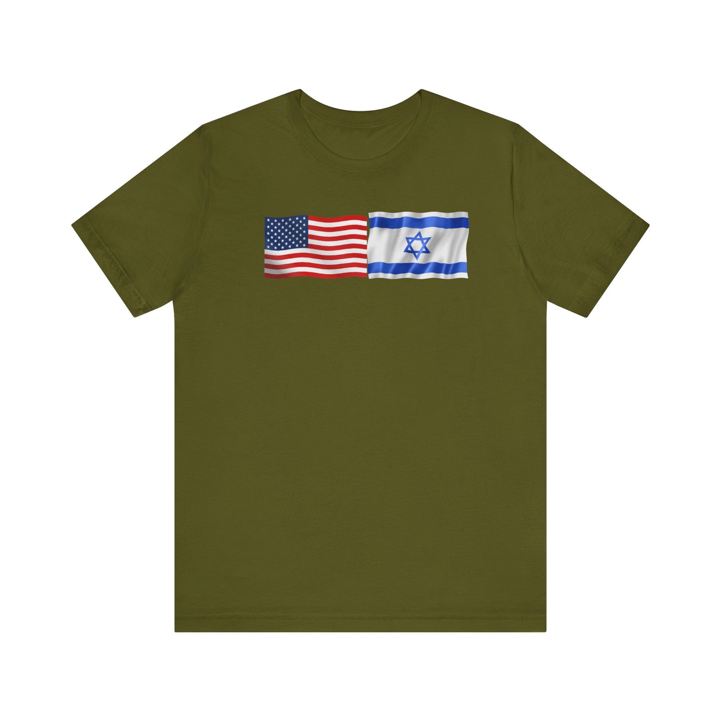 Adult American Flag-Israeli Flag Jersey Short Sleeve Tee
