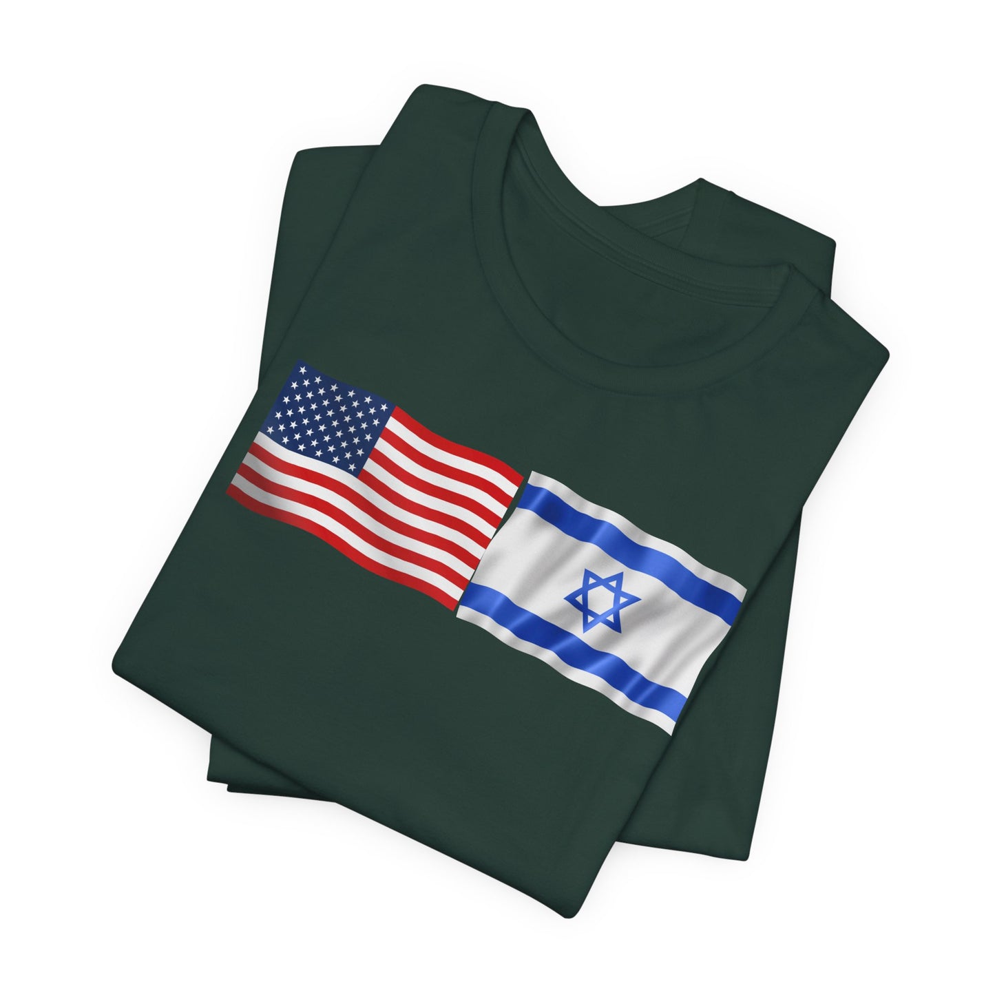 Adult American Flag-Israeli Flag Jersey Short Sleeve Tee