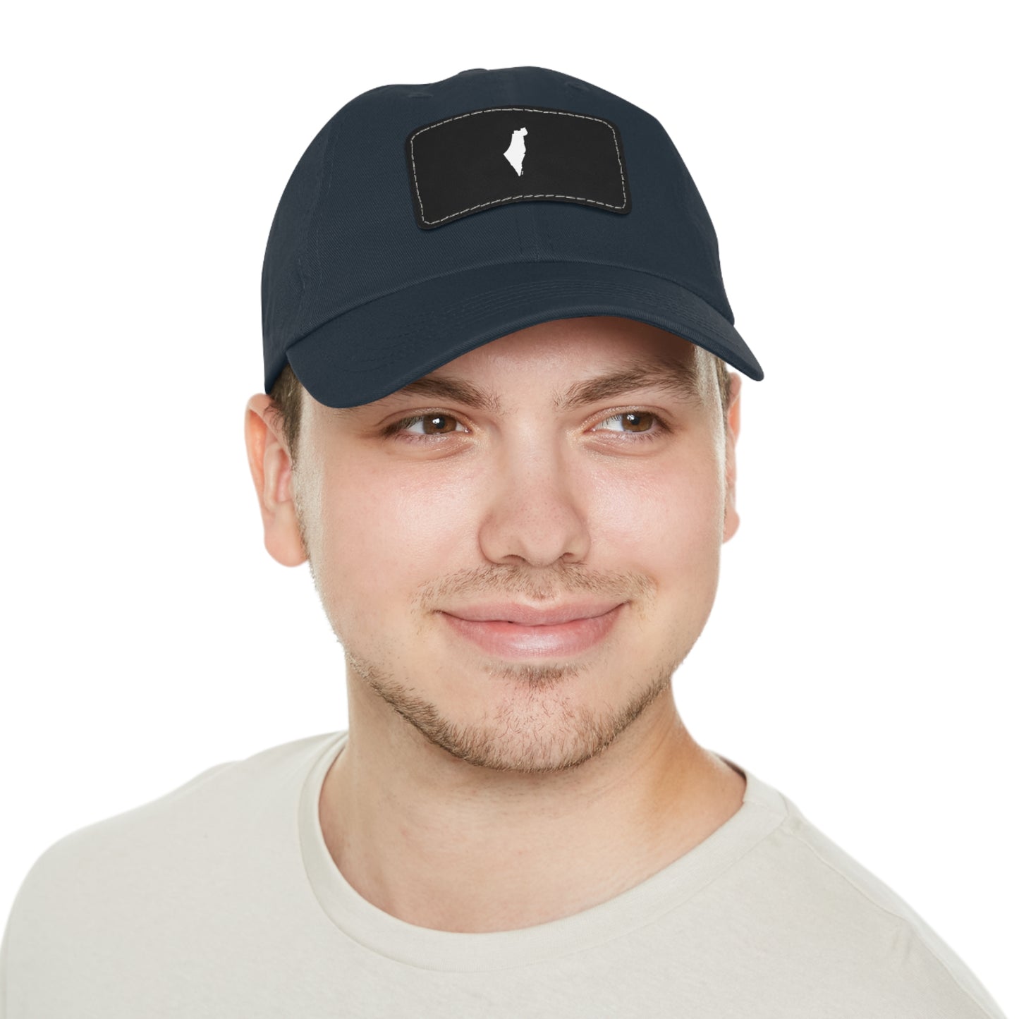 Map of Israel on Leather Cap