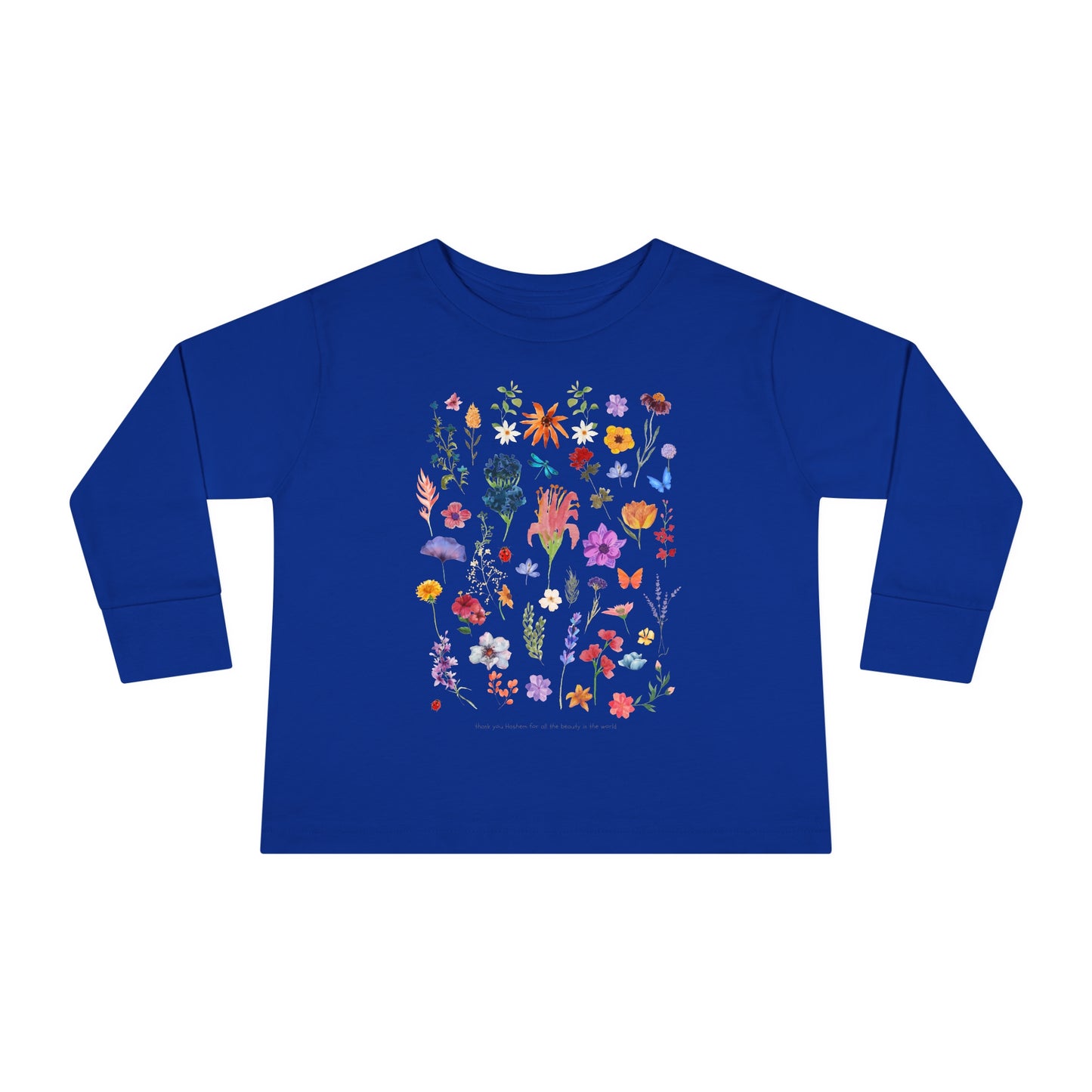 Toddler Girl Floral "thank you Hashem for all the beauty in the world" long sleeve t-shirt