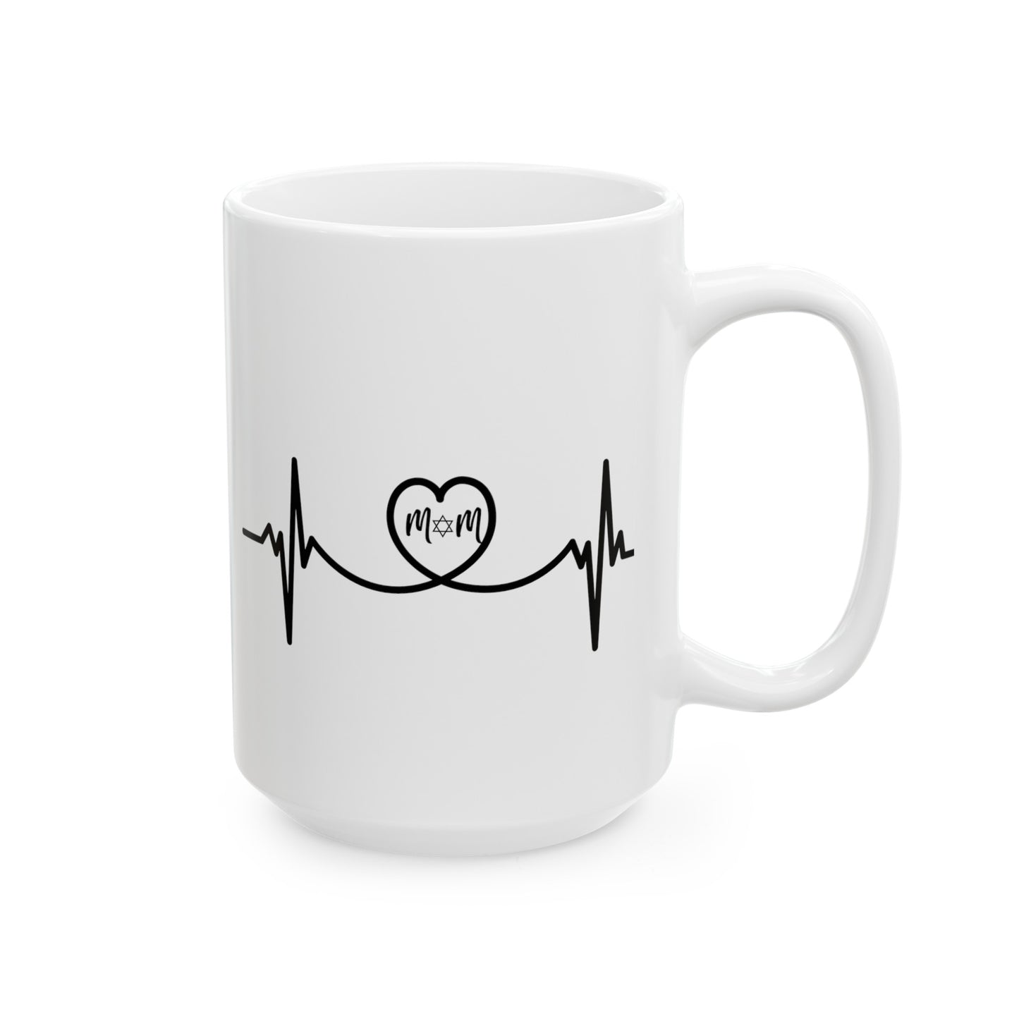 Jewish Mom Heart Heartbeat Ceramic Mug, (11oz, 15oz)
