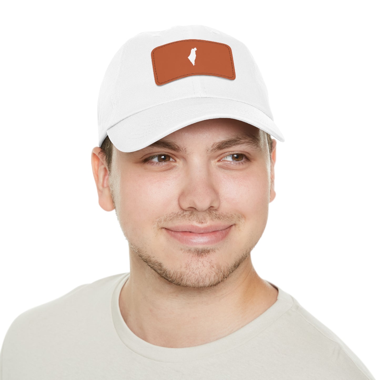Map of Israel on Leather Cap