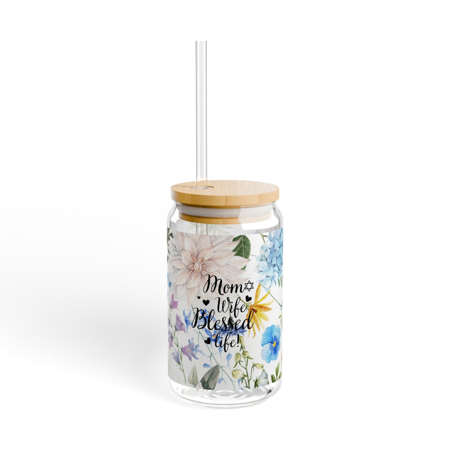 Mom Wife Blessed Life Sipper Glass, 16oz
