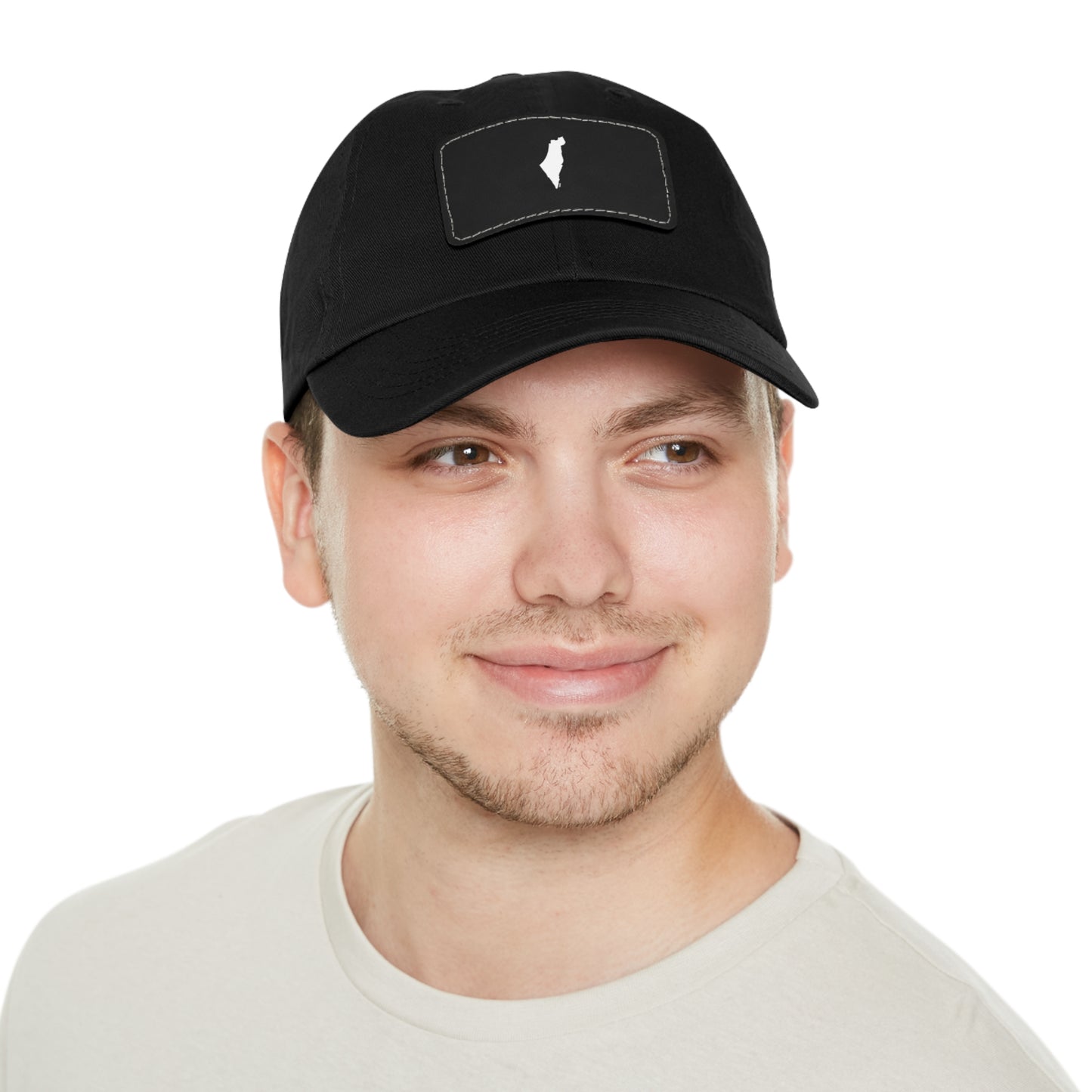 Map of Israel on Leather Cap
