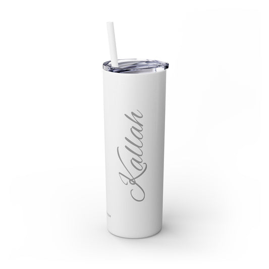 Kallah Tumbler with Straw, 20oz, Silver letters