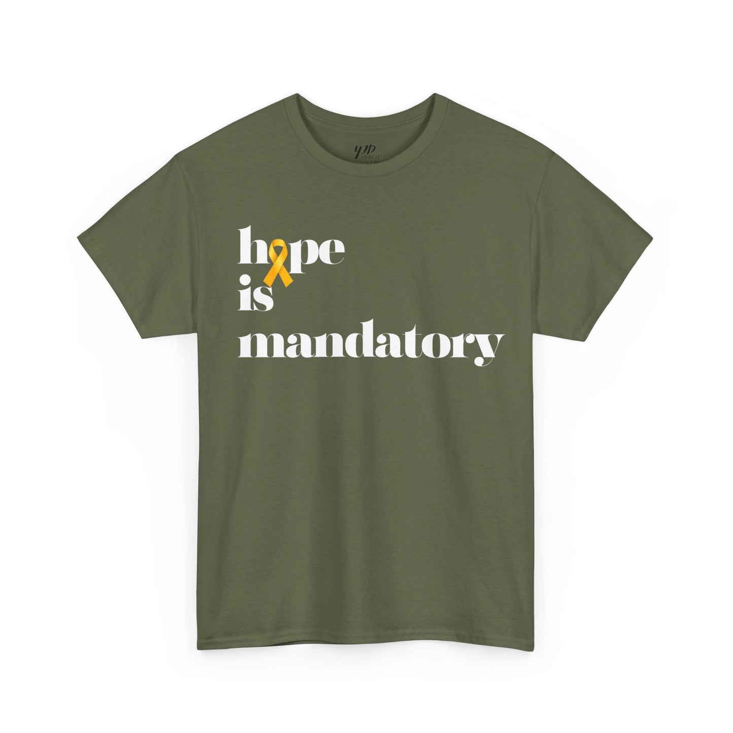 Adult Hope is Mandatory - O is yellow ribbon short sleeve tee