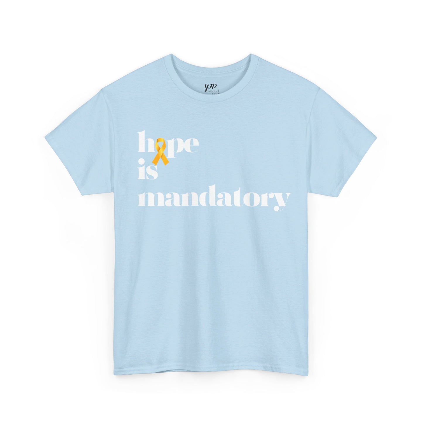 Adult Hope is Mandatory - O is yellow ribbon short sleeve tee