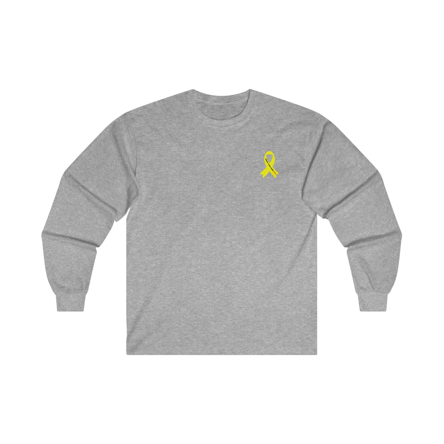 Adult Yellow shirt ribbon BRING THEM HOME NOW small print long sleeve t-shirt