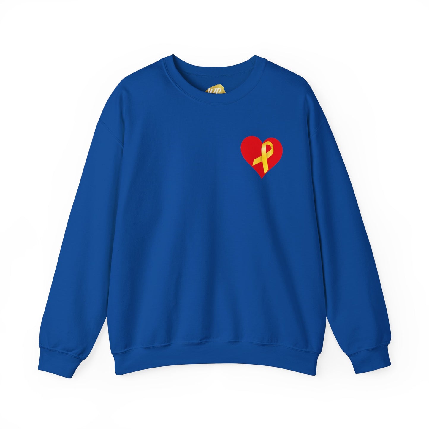 Adult Unisex Crewneck Sweatshirt Red Heart with Yellow Ribbon