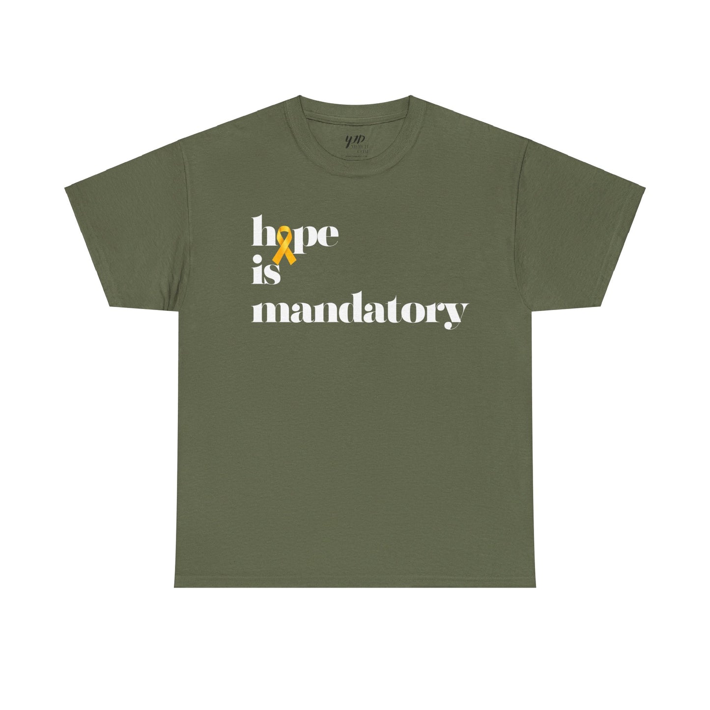 Adult Hope is Mandatory - O is yellow ribbon short sleeve tee