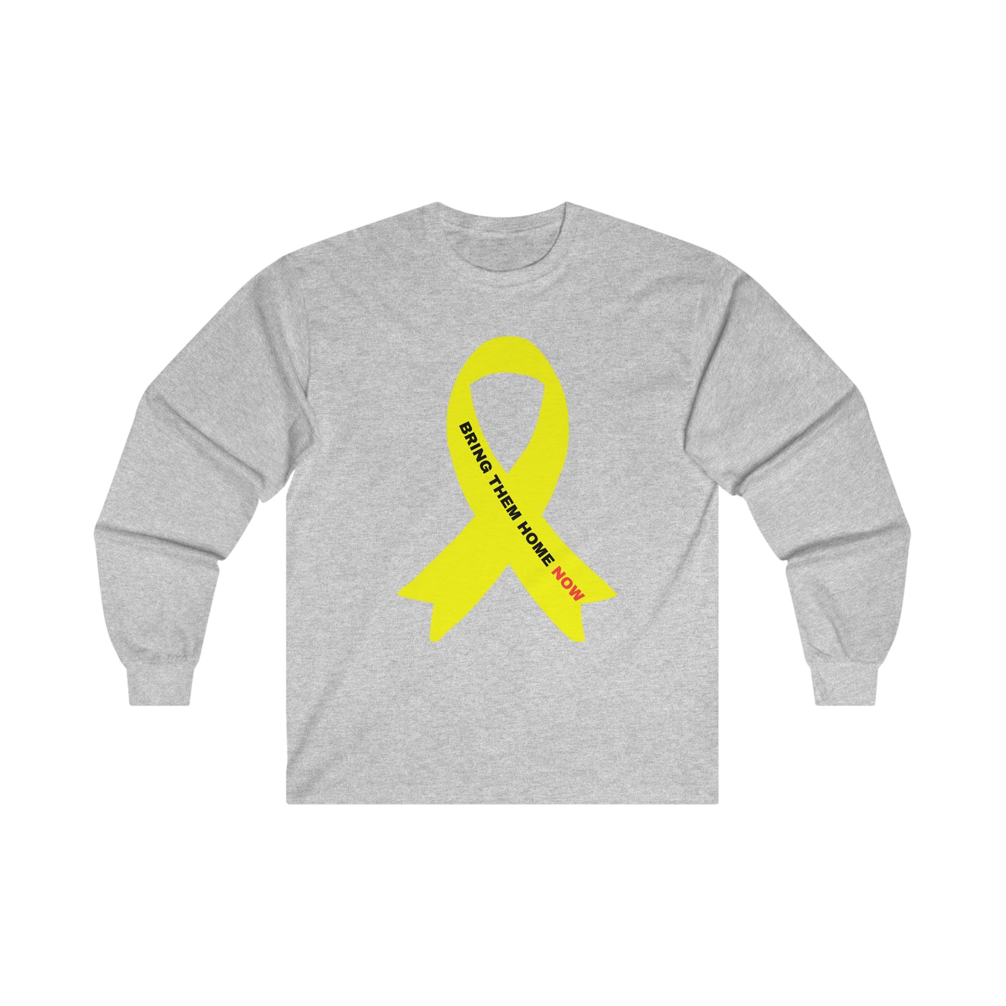 Adult Yellow ribbon BRING THEM HOME NOW lg image long sleeve t-shirt