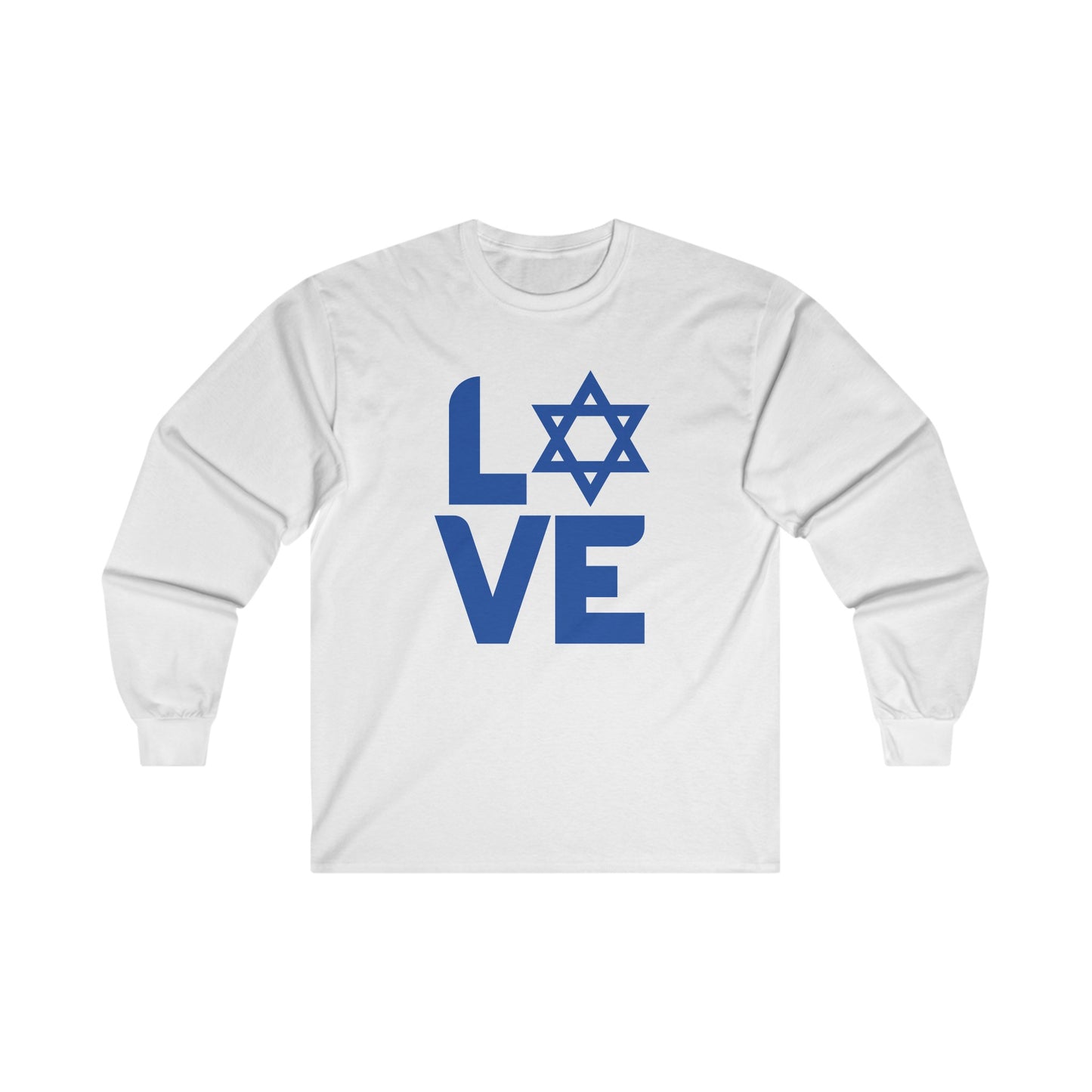 Adult Love with Magen David Long Sleeve Cotton Tee