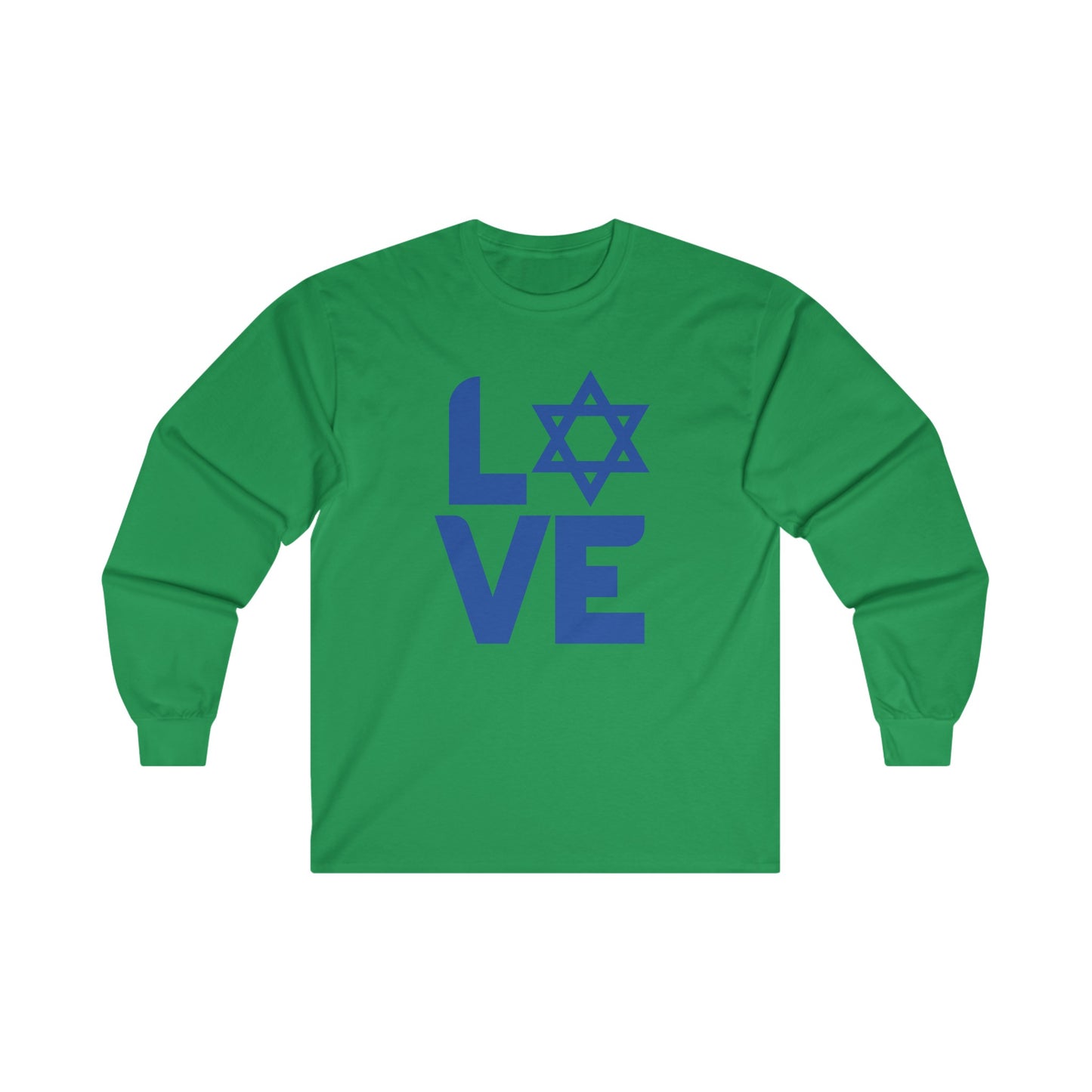 Adult Love with Magen David Long Sleeve Cotton Tee