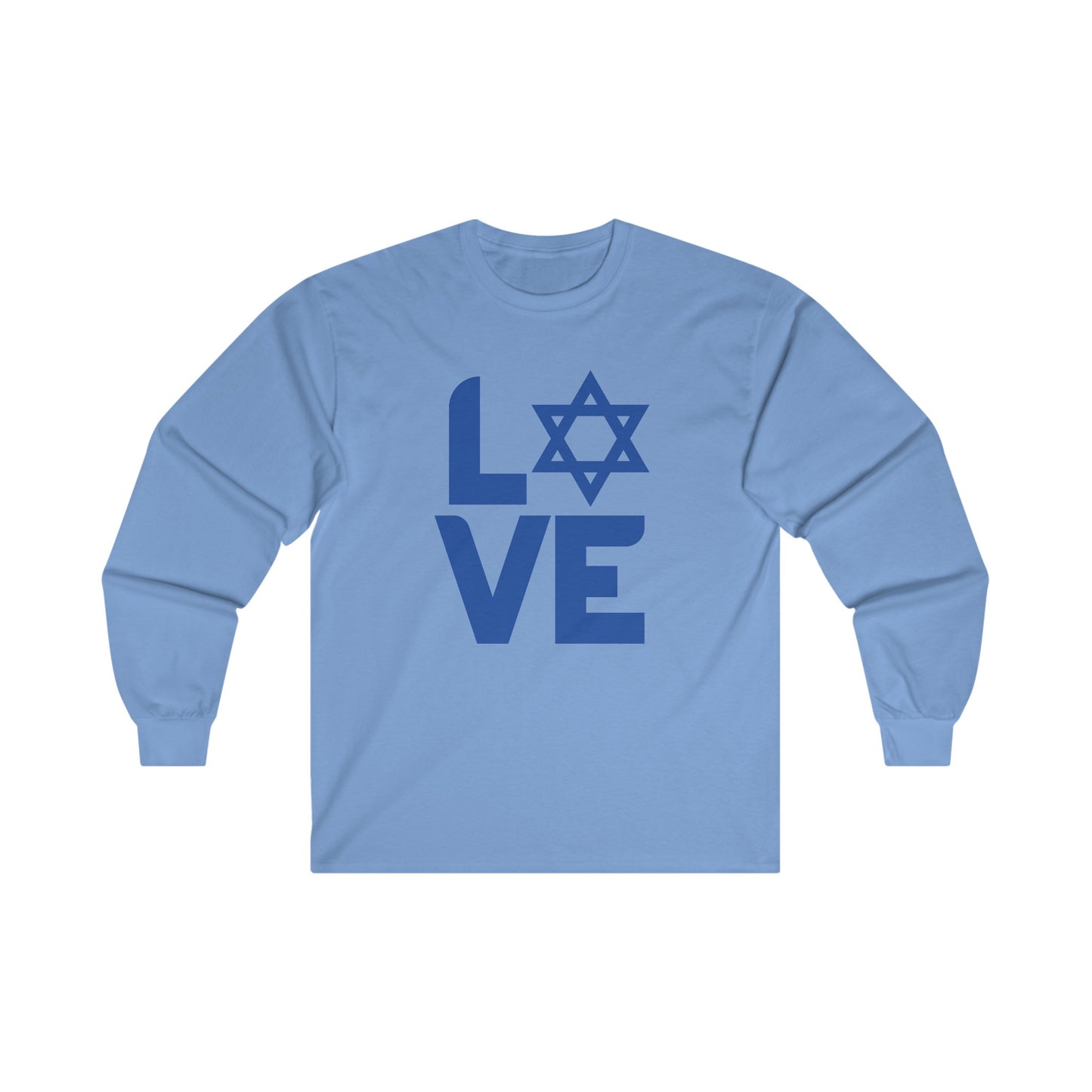 Adult Love with Magen David Long Sleeve Cotton Tee