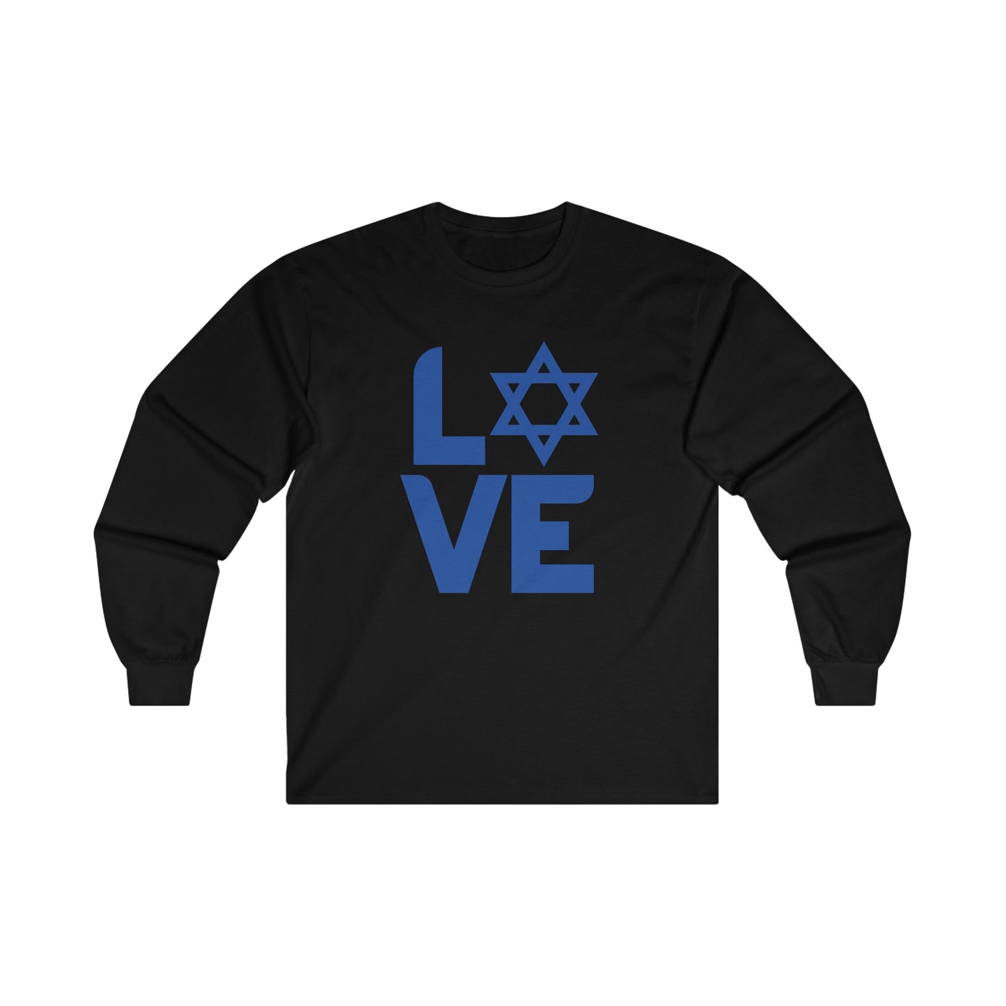 Adult Love with Magen David Long Sleeve Cotton Tee