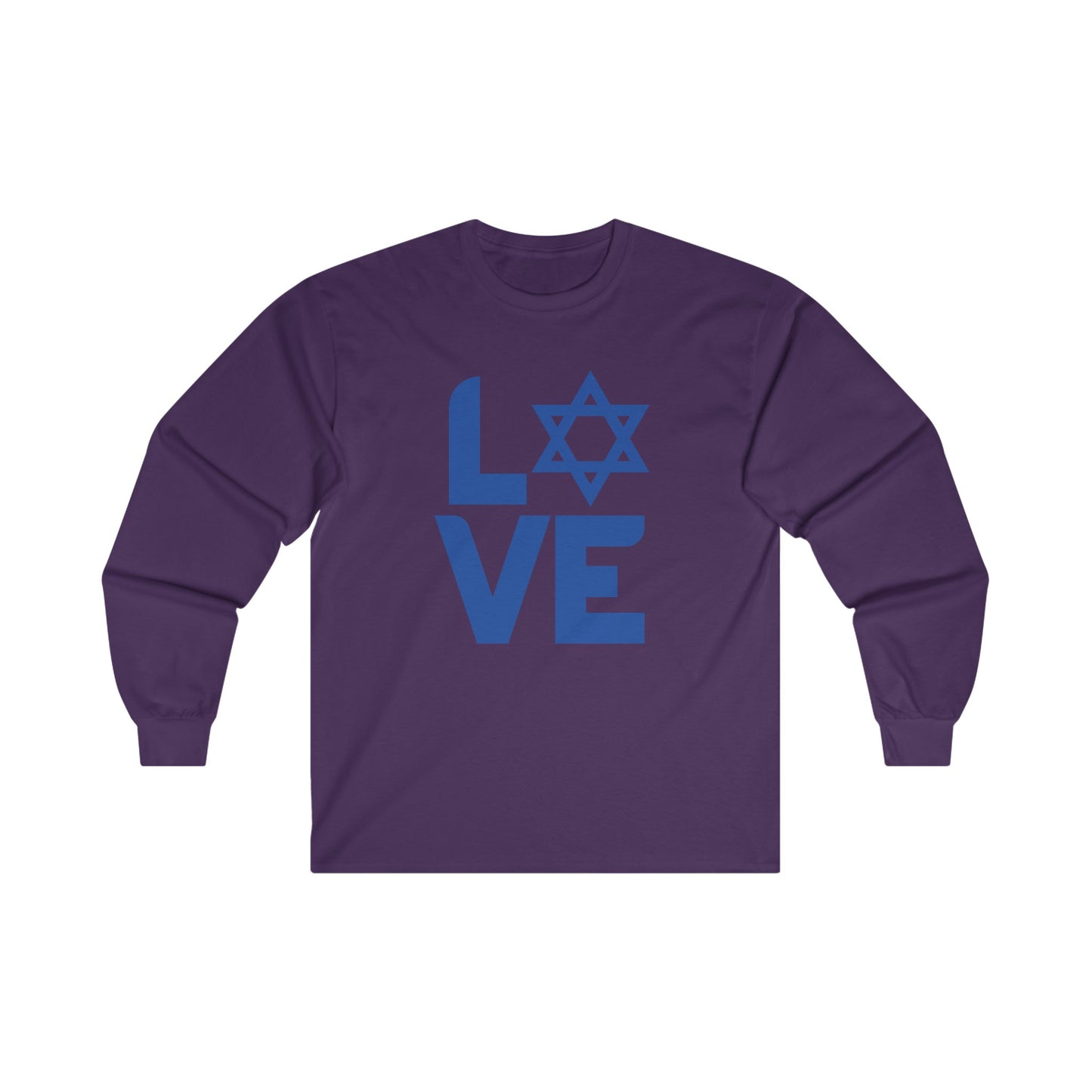 Adult Love with Magen David Long Sleeve Cotton Tee