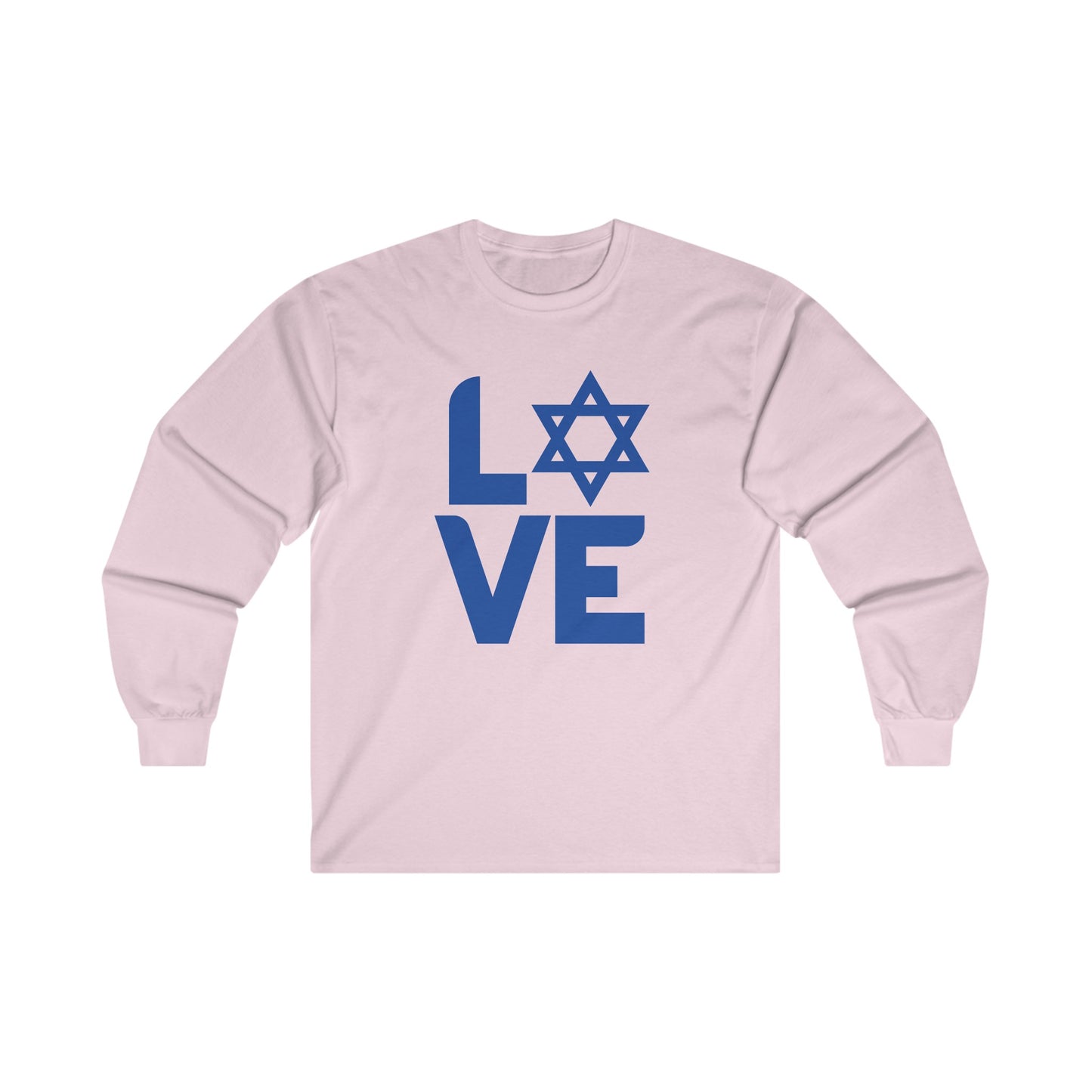 Adult Love with Magen David Long Sleeve Cotton Tee