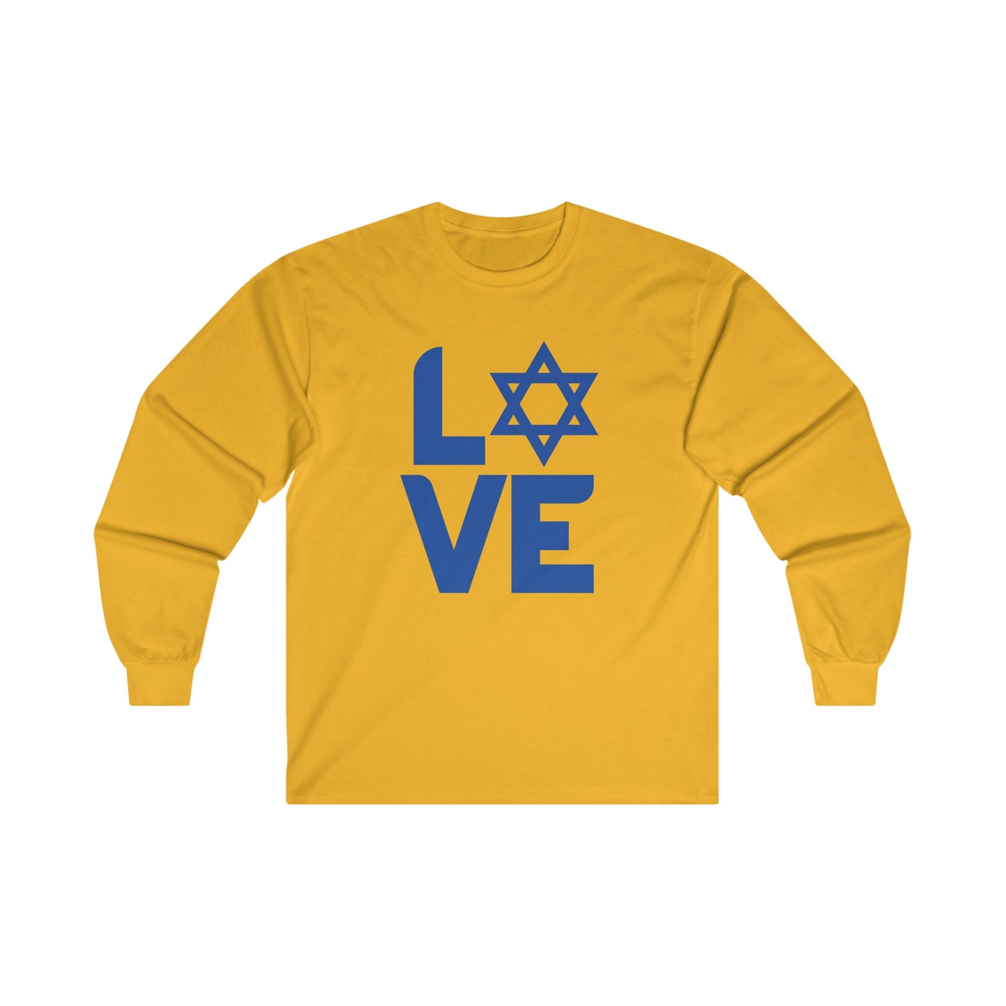 Adult Love with Magen David Long Sleeve Cotton Tee