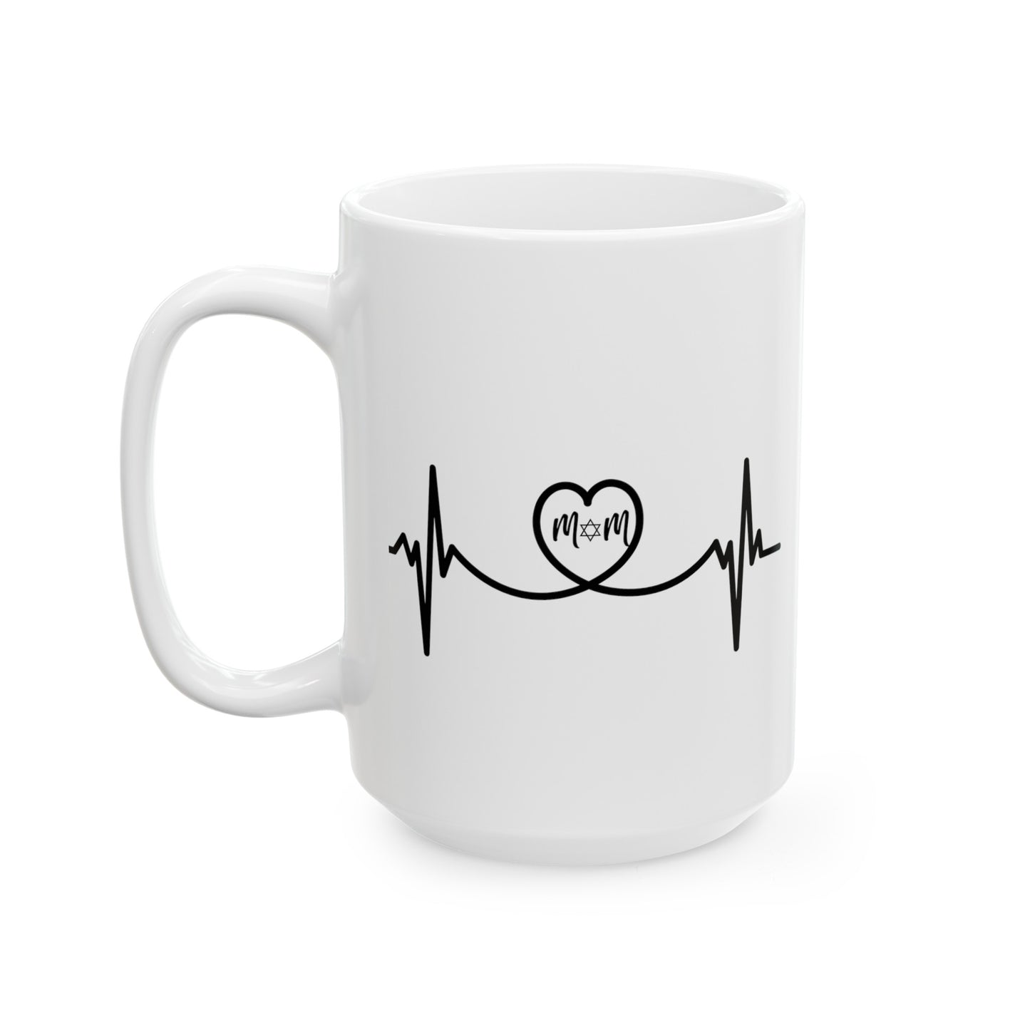 Jewish Mom Heart Heartbeat Ceramic Mug, (11oz, 15oz)