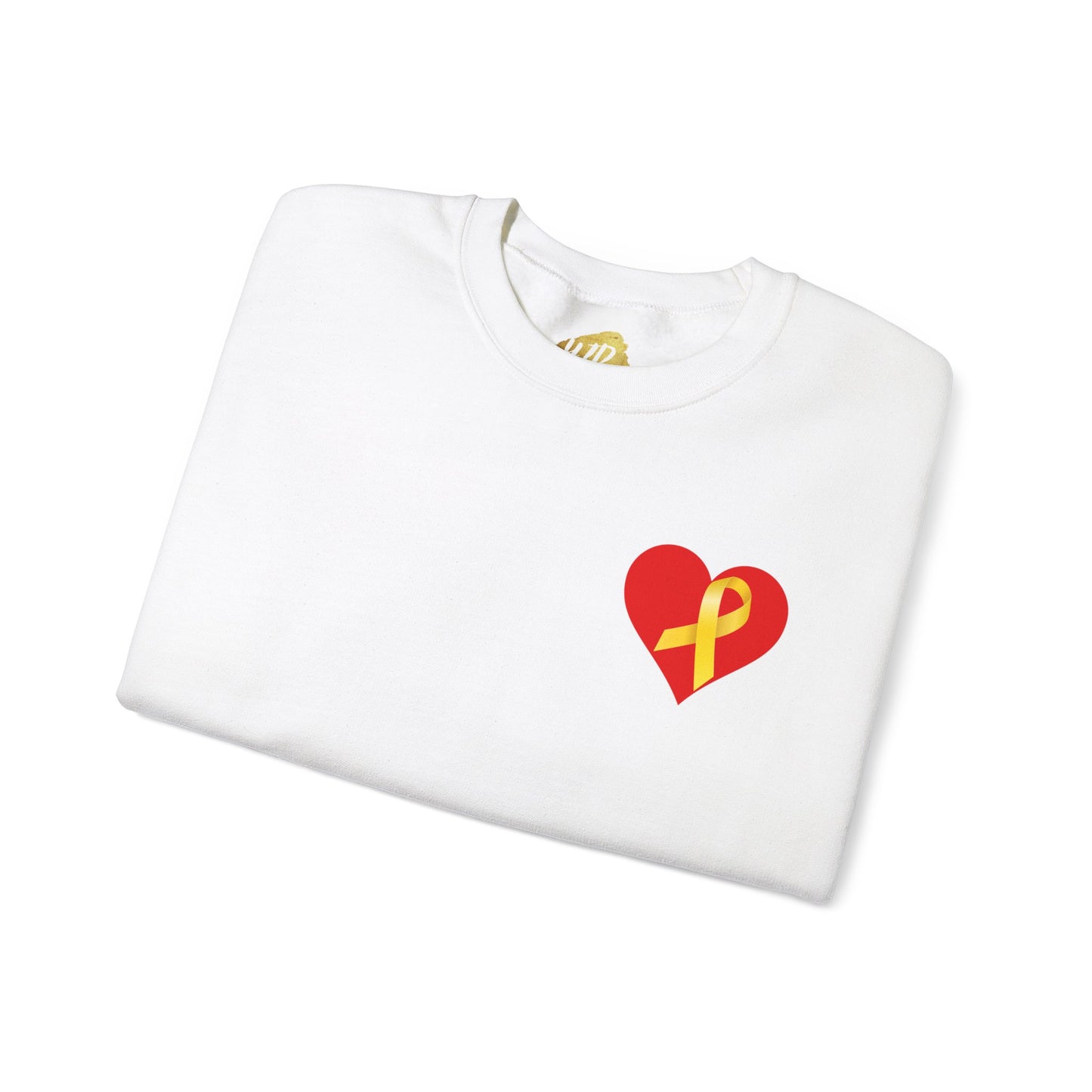 Adult Unisex Crewneck Sweatshirt Red Heart with Yellow Ribbon