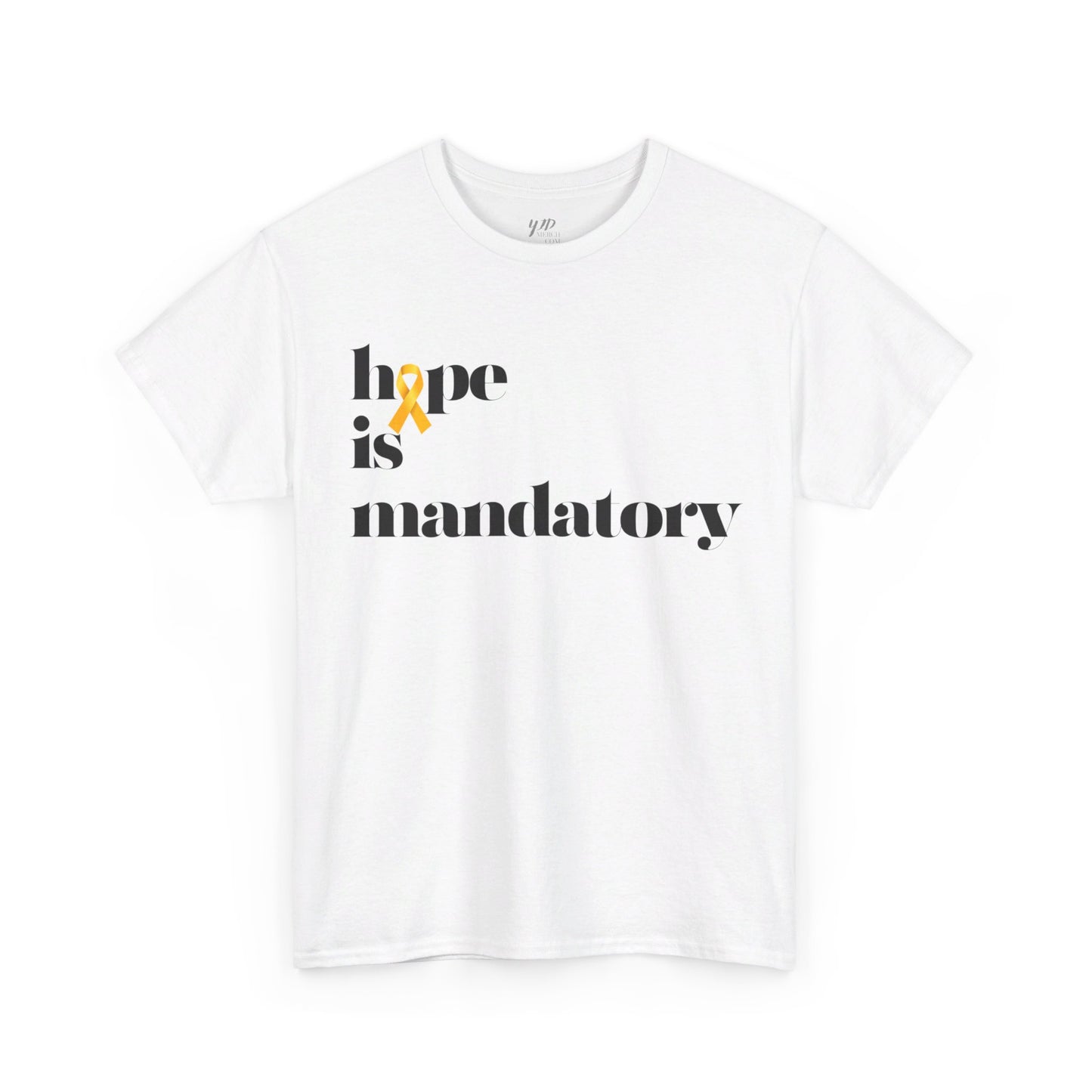 Adult Hope is Mandatory - O is yellow ribbon short sleeve tee