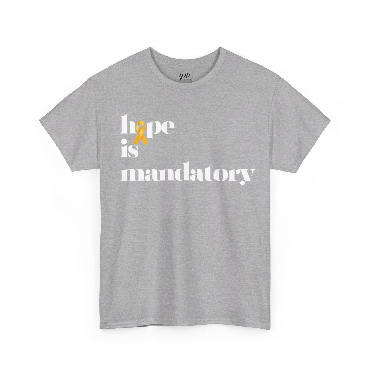 Adult Hope is Mandatory - O is yellow ribbon short sleeve tee