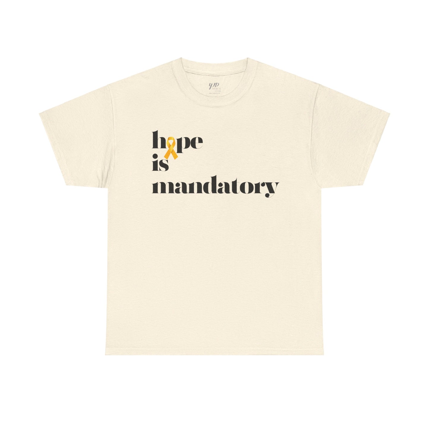 Adult Hope is Mandatory - O is yellow ribbon short sleeve tee