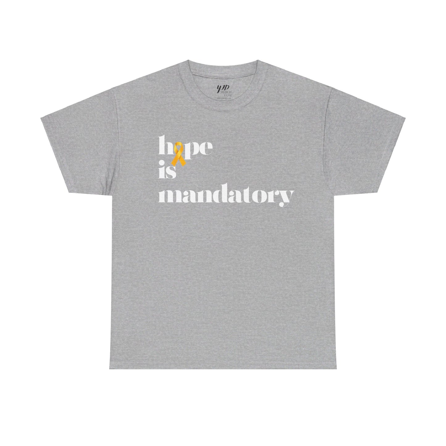 Adult Hope is Mandatory - O is yellow ribbon short sleeve tee