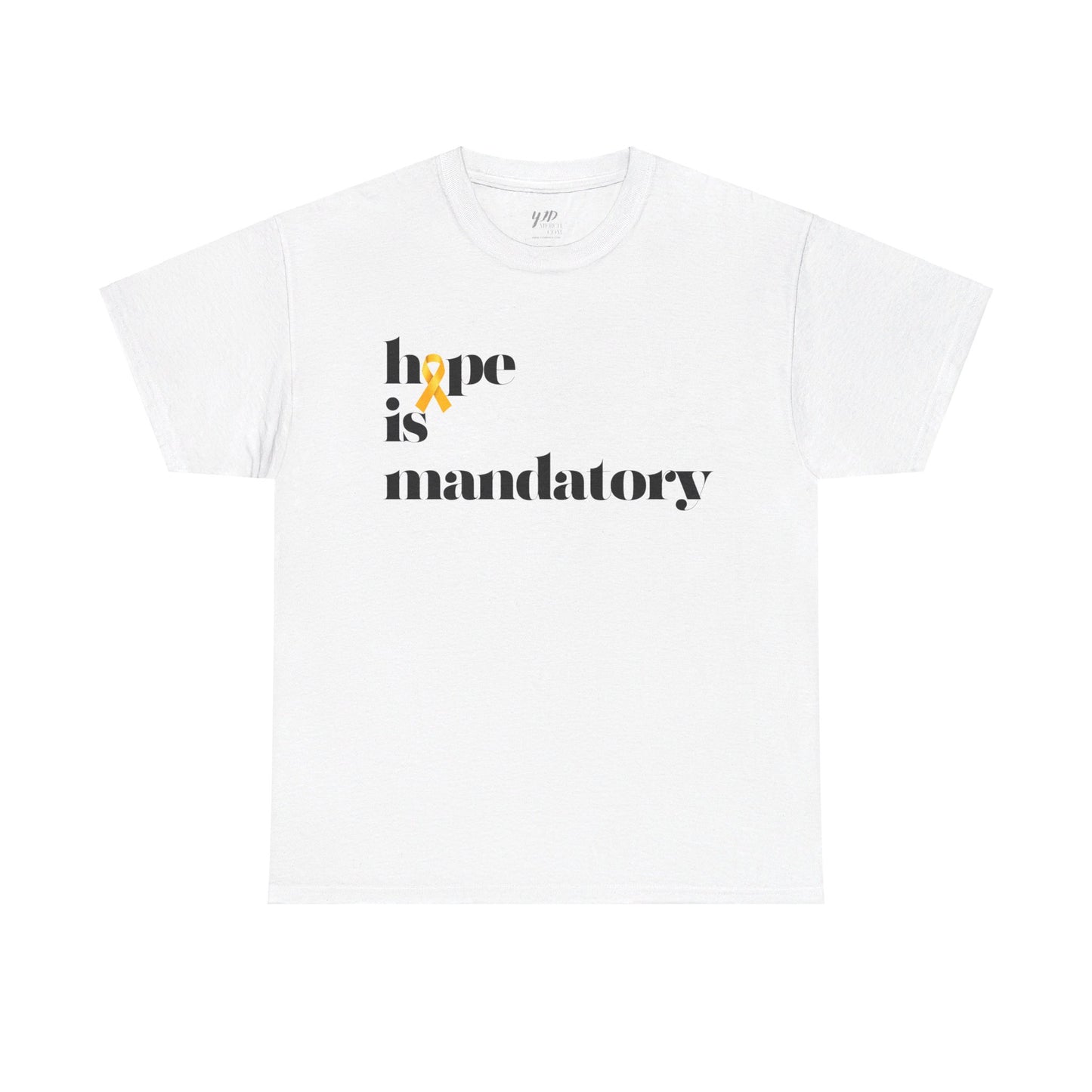 Adult Hope is Mandatory - O is yellow ribbon short sleeve tee