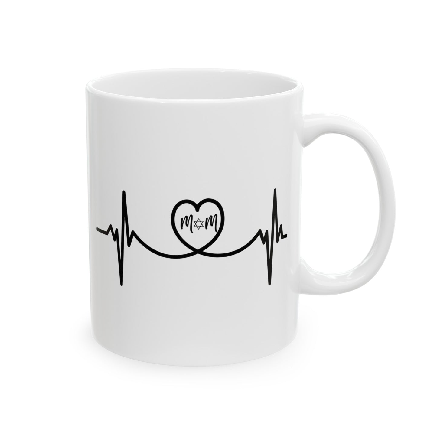 Jewish Mom Heart Heartbeat Ceramic Mug, (11oz, 15oz)