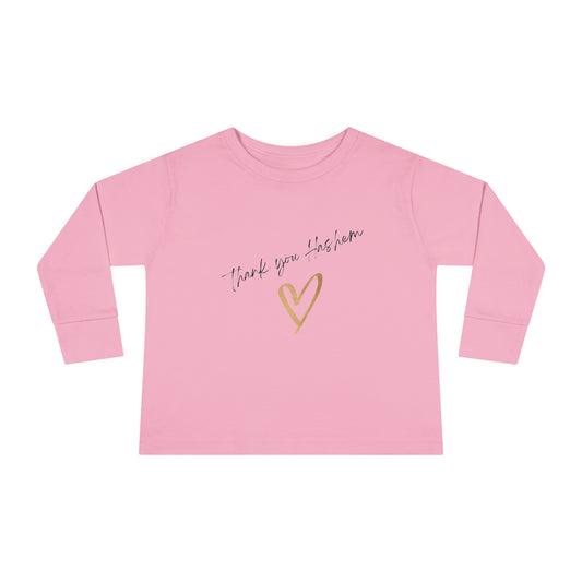 Toddler Girls' Long Sleeve Thank you Hashem t-shirt