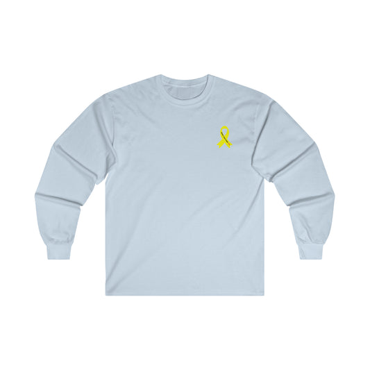 Adult Yellow shirt ribbon BRING THEM HOME NOW small print long sleeve t-shirt