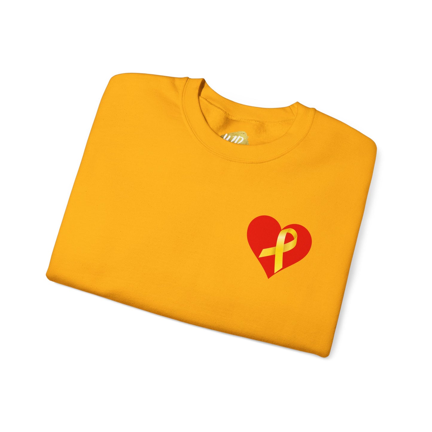 Adult Unisex Crewneck Sweatshirt Red Heart with Yellow Ribbon