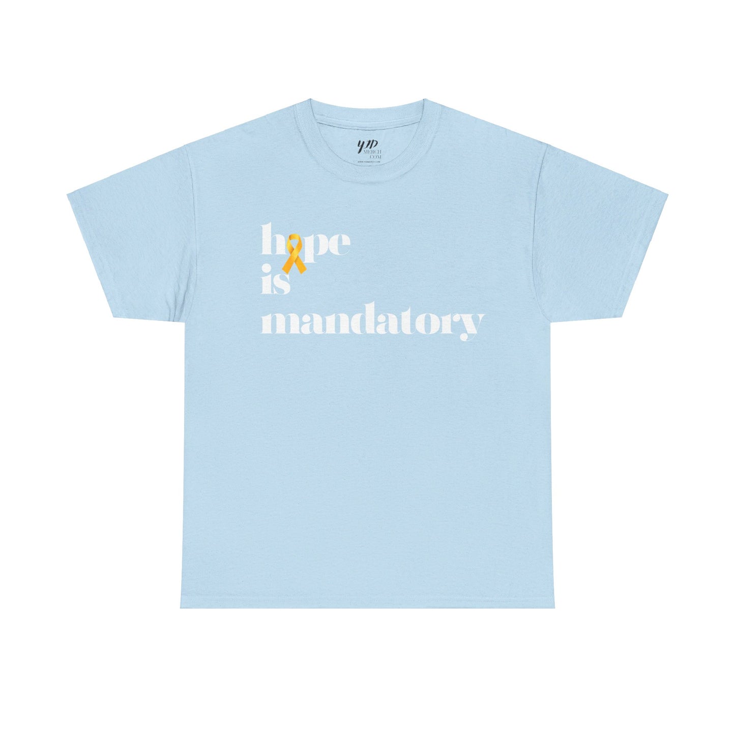 Adult Hope is Mandatory - O is yellow ribbon short sleeve tee