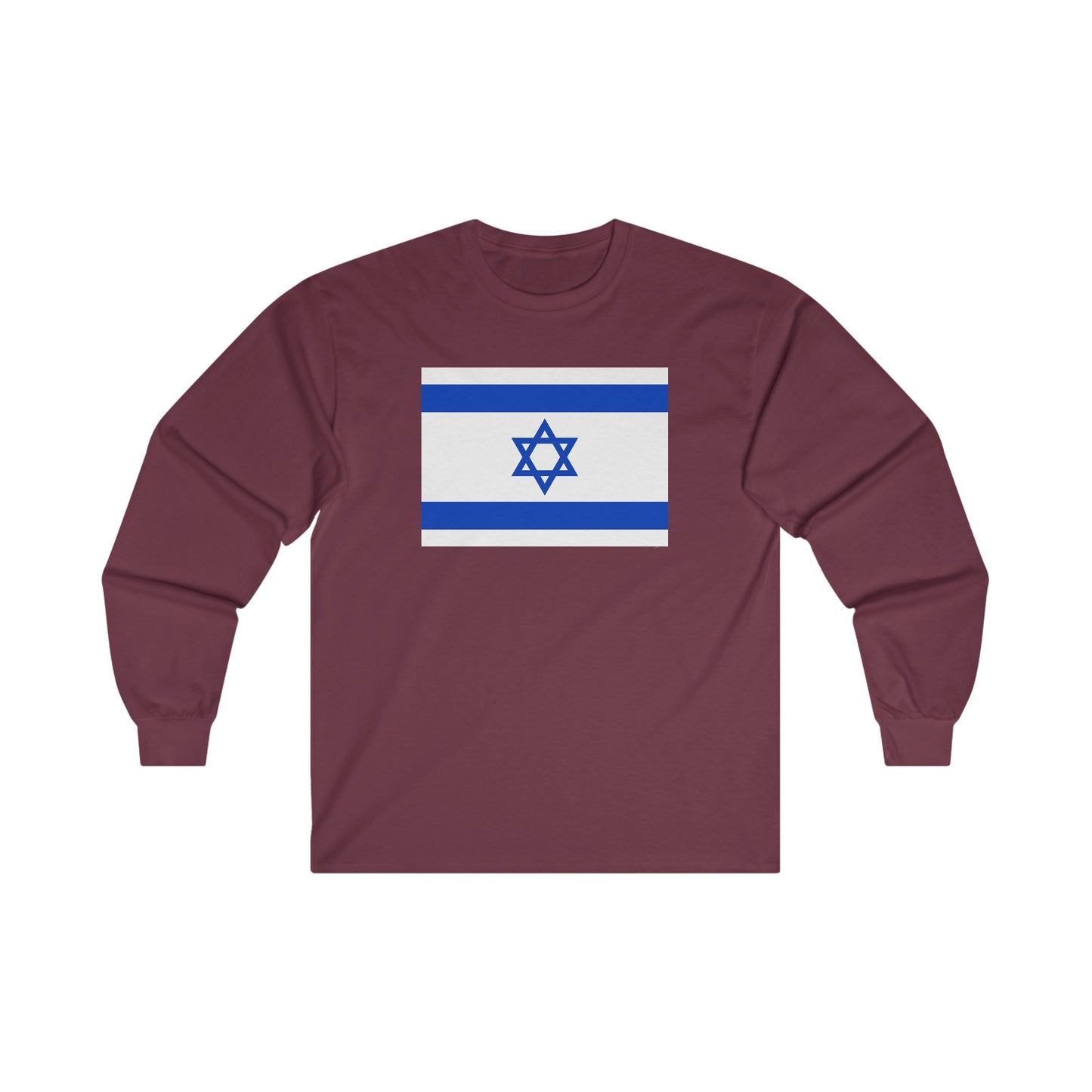 Adult Flag of Israel Long Sleeve Tee