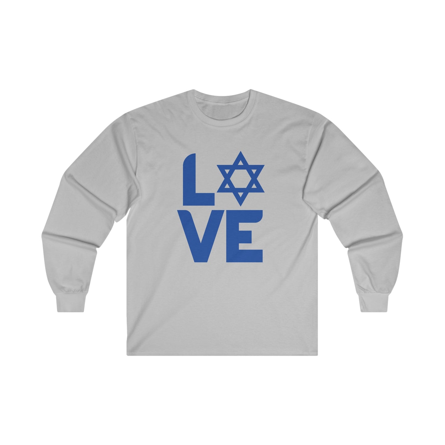 Adult Love with Magen David Long Sleeve Cotton Tee