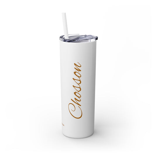 Chosson Tumbler with Straw, 20oz, Gold letters