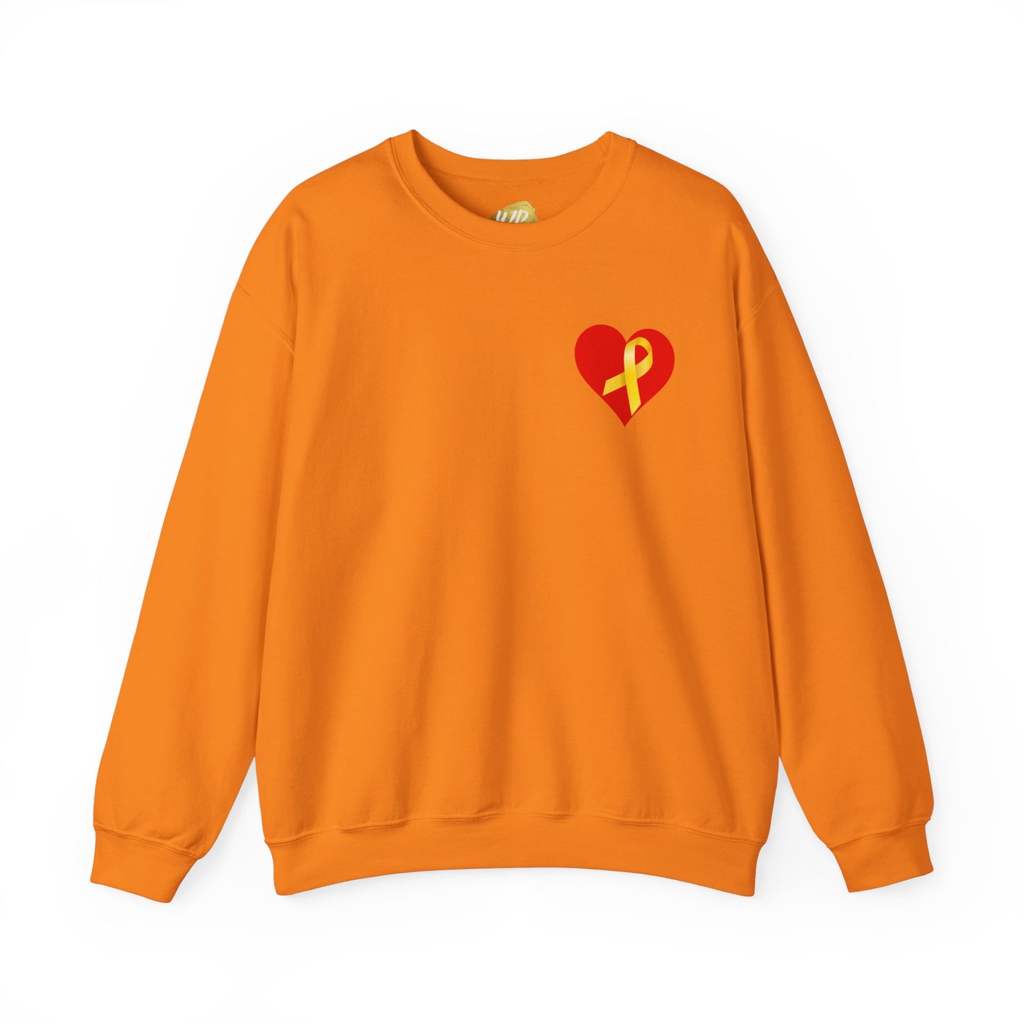 Adult Unisex Crewneck Sweatshirt Red Heart with Yellow Ribbon