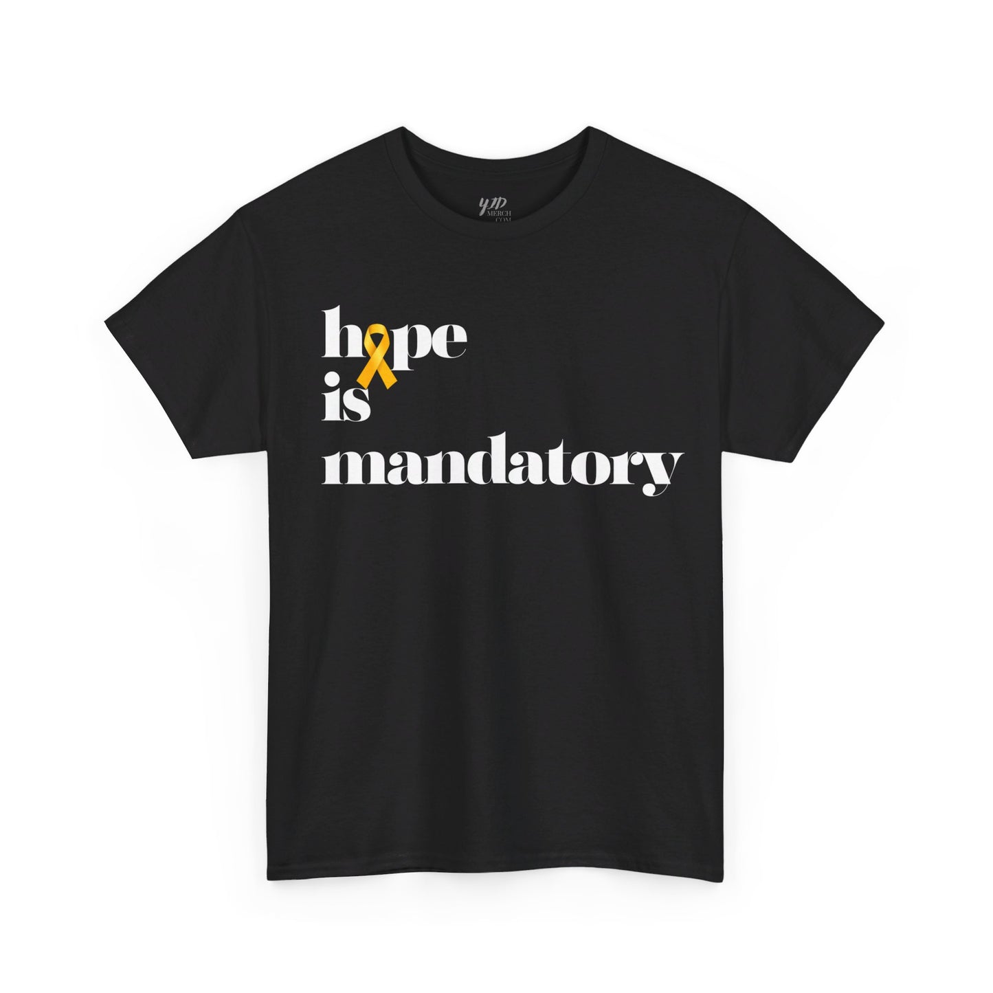 Adult Hope is Mandatory - O is yellow ribbon short sleeve tee